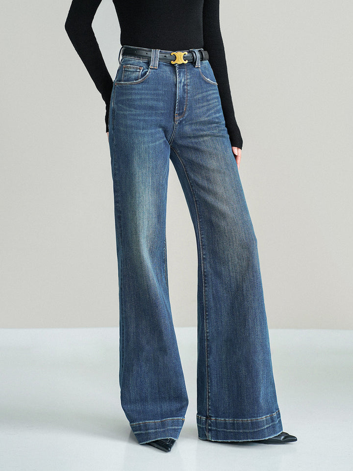 Women's Jeans Mid-Waist Bootcut Denim with Light Stretch