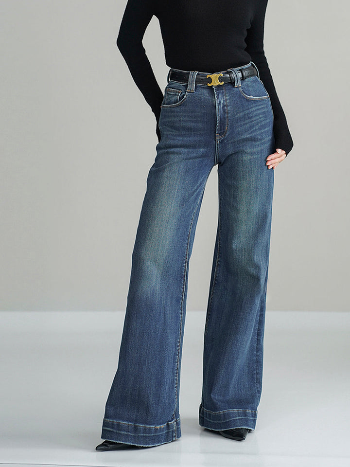 Women's Jeans Mid-Waist Bootcut Denim with Light Stretch