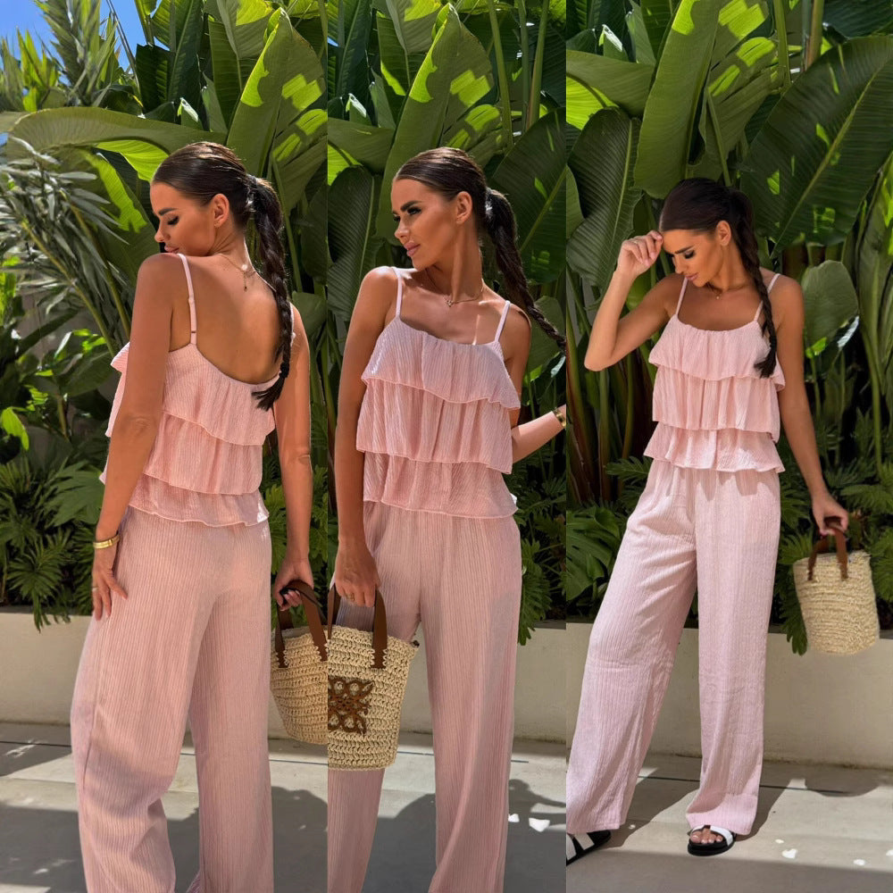 Women's Jumpsuit Elegant With Ruffles Light and Comfortable