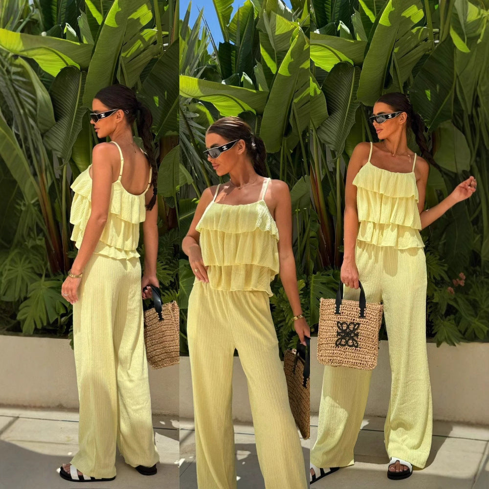 Women's Jumpsuit Elegant With Ruffles Light and Comfortable