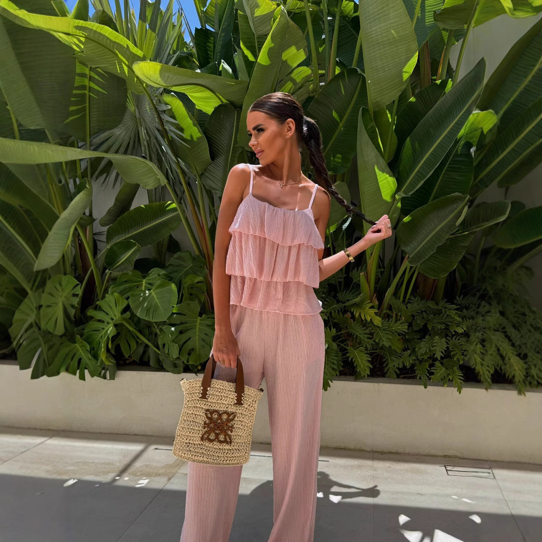 Women's Jumpsuit Elegant With Ruffles Light and Comfortable