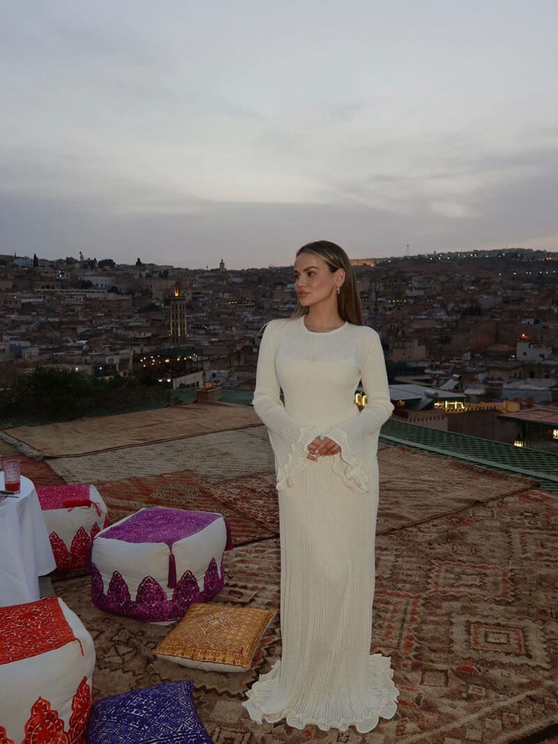 Women's Dress Festive with Ruffles for Wedding Guest and Elegant Occasions