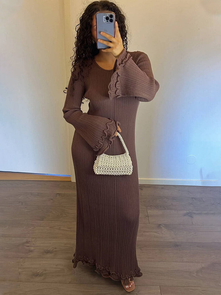 Women's Dress Festive with Ruffles for Wedding Guest and Elegant Occasions