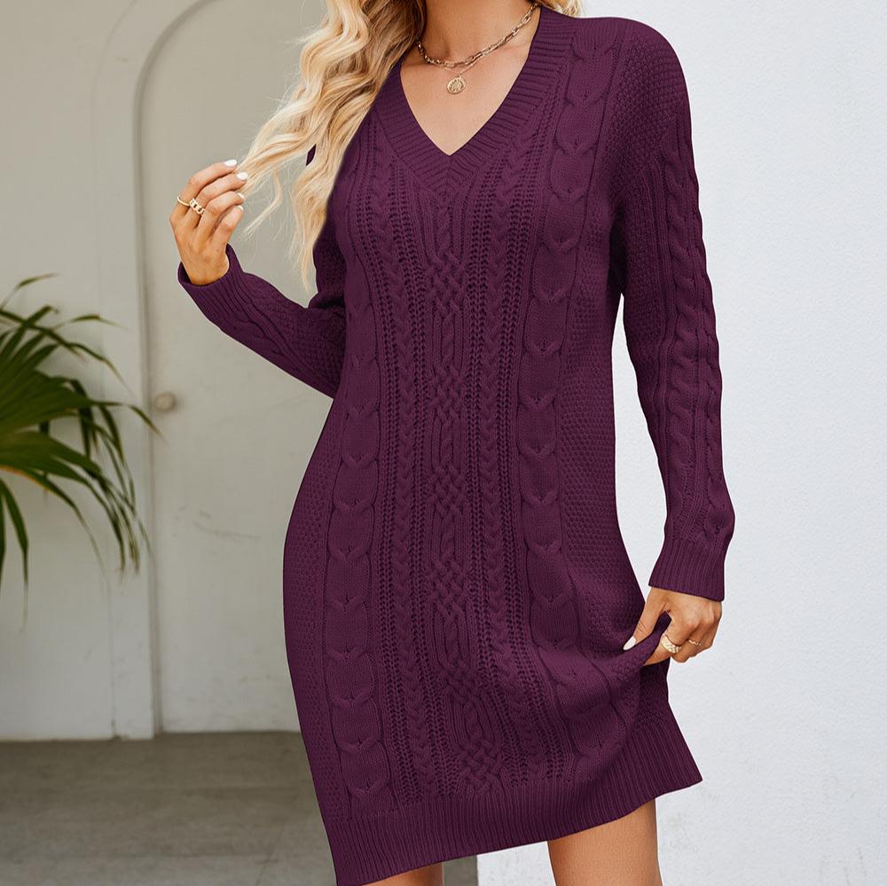 Women's Dress Cable Knit Long Sleeve Elegant