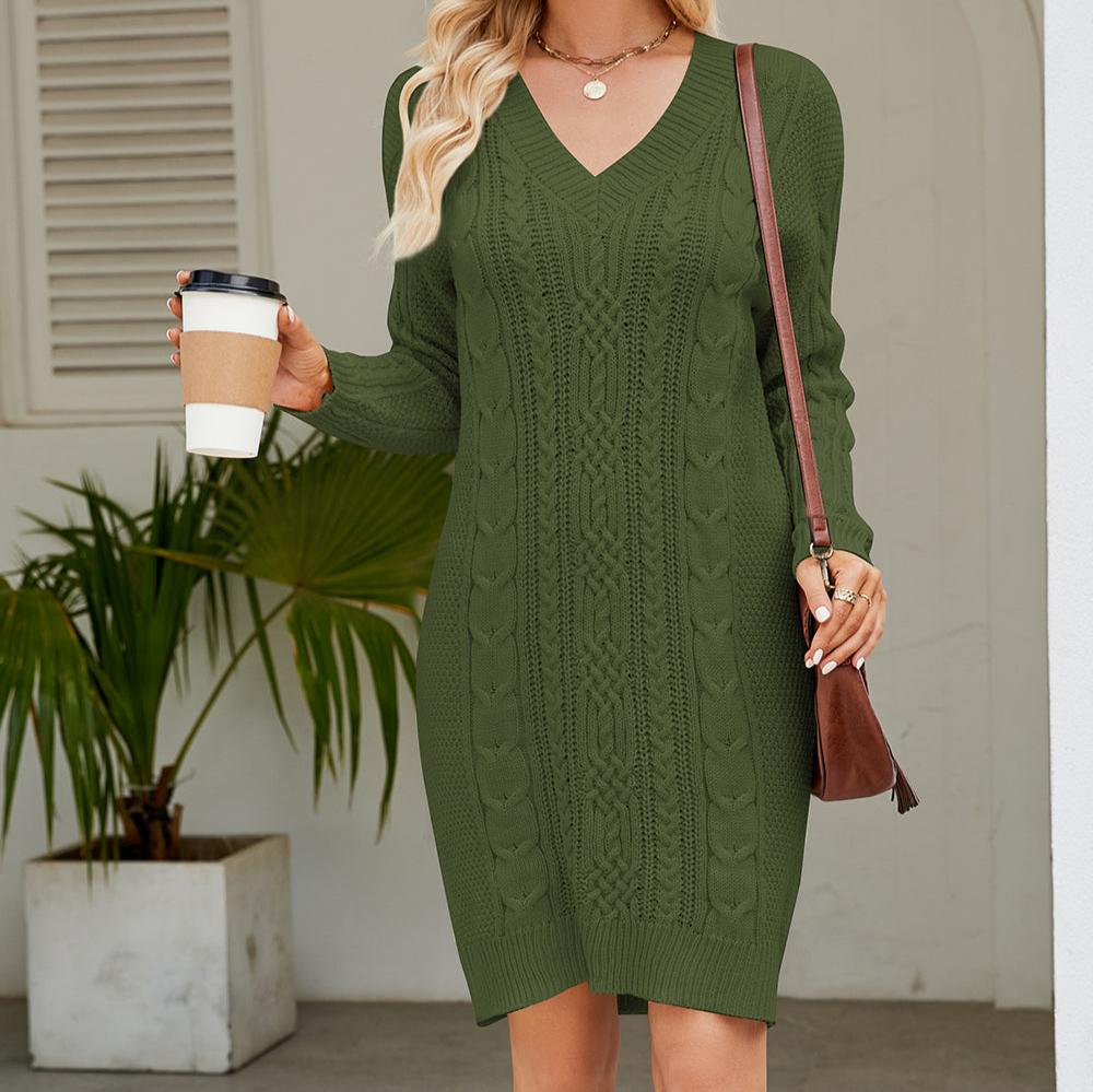 Women's Dress Cable Knit Long Sleeve Elegant