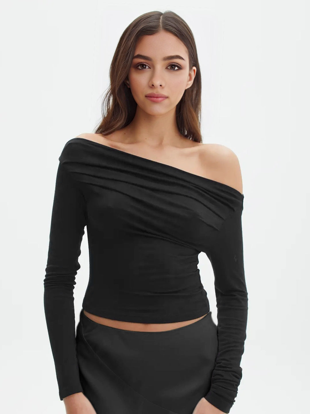 Women's Long Sleeve Shirt Jersey Off-Shoulder Elegant Top