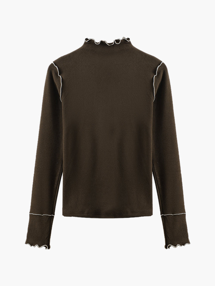 Chemise à manches longues pour femmes en polyester à col montant slim fit
