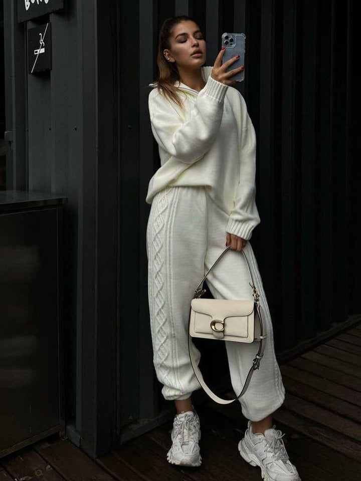 Women's loungewear suit knit material with zipper