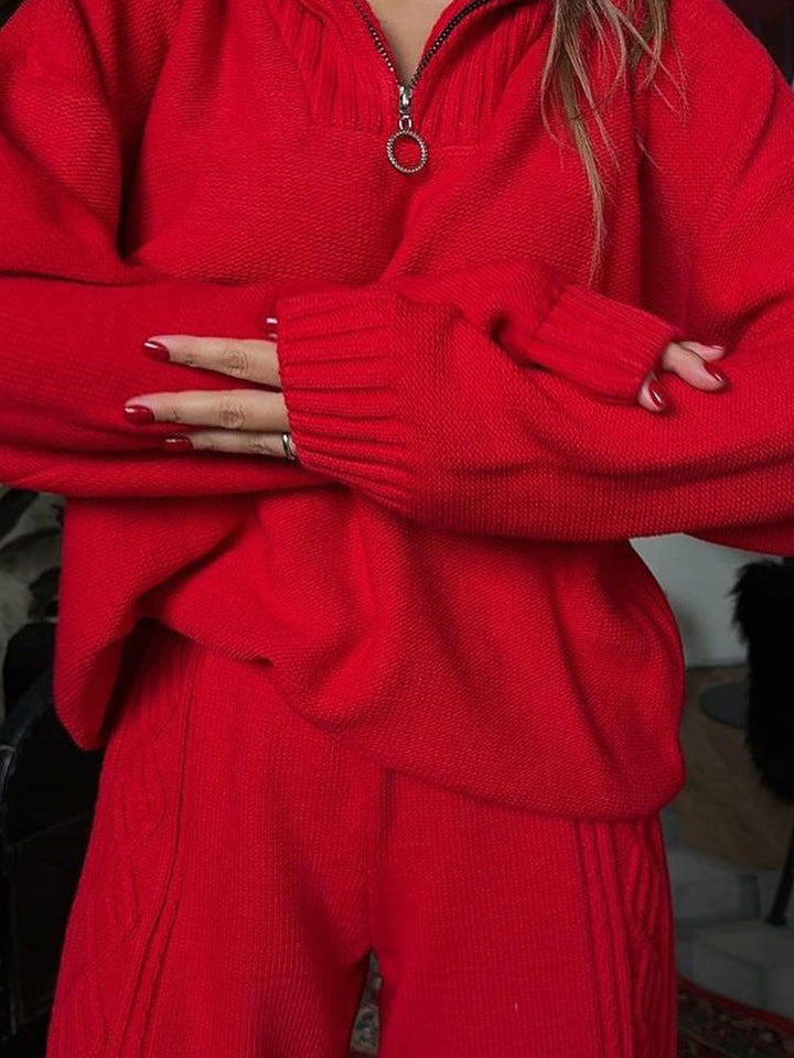 Women's loungewear suit knit material with zipper