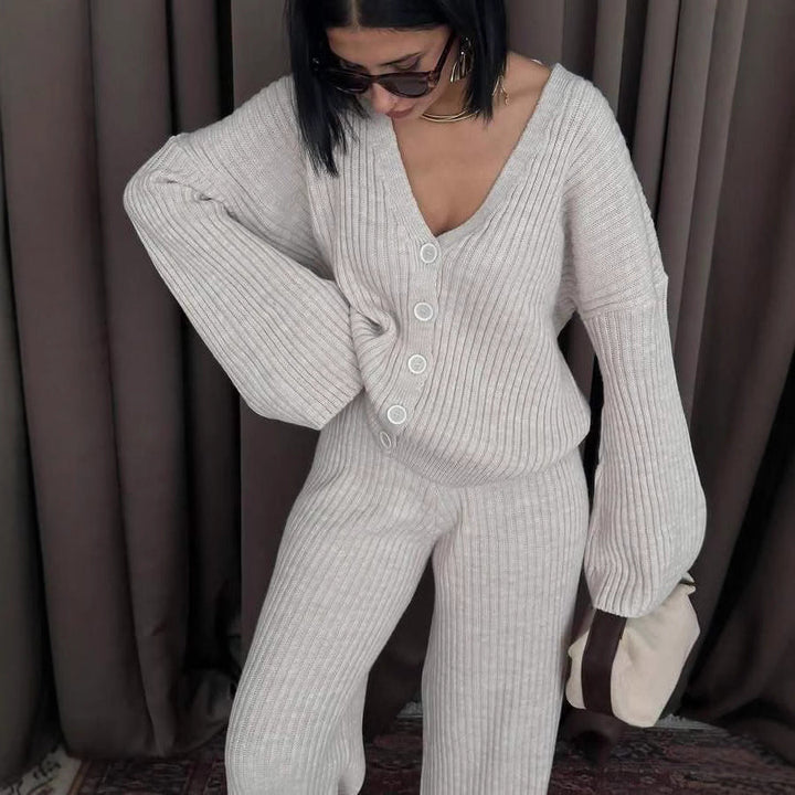 Women's loungewear set knit with wide sleeves