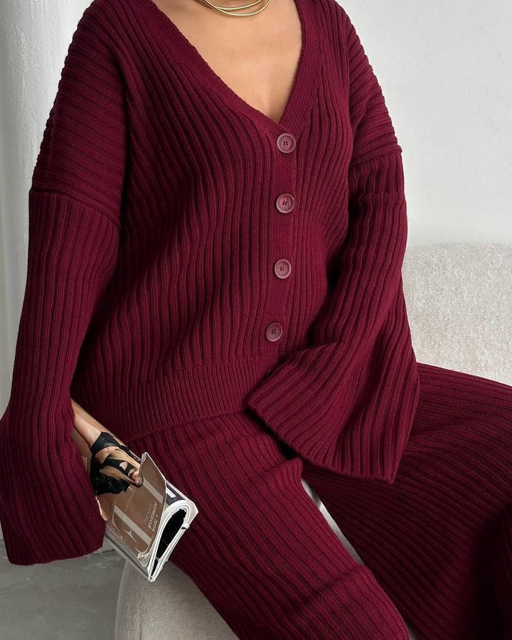 Women's loungewear set knit with wide sleeves