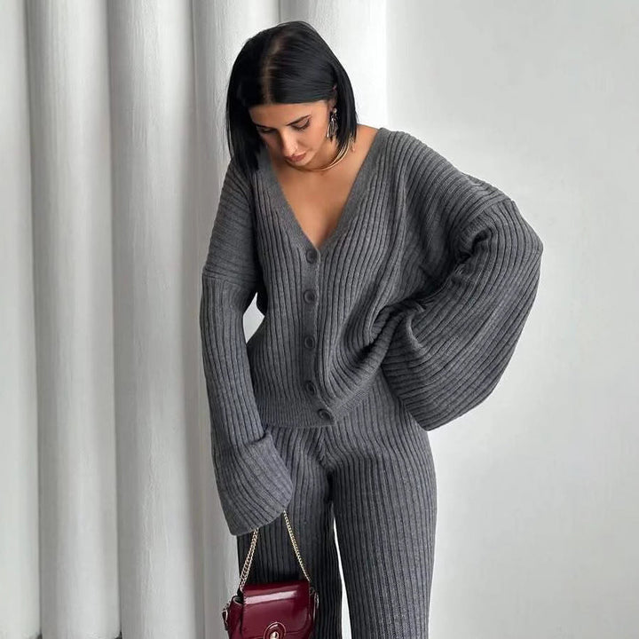Women's loungewear set knit with wide sleeves