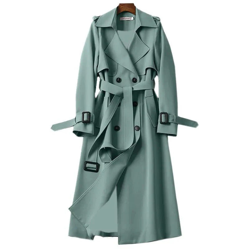 Long women's trench coat black – elegant coat with belt
