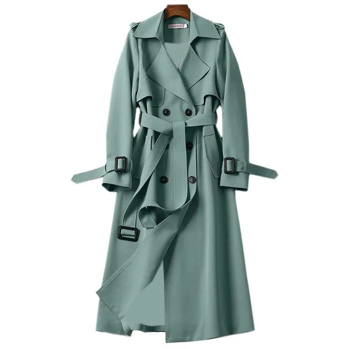 Long women's trench coat black – elegant coat with belt