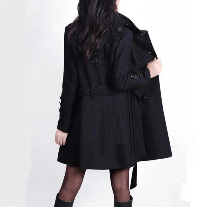 Women's coat with belt and double button placket – Elegant winter coat for women's coats