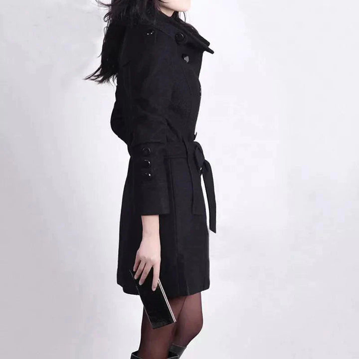 Women's coat with belt and double button placket – Elegant winter coat for women's coats