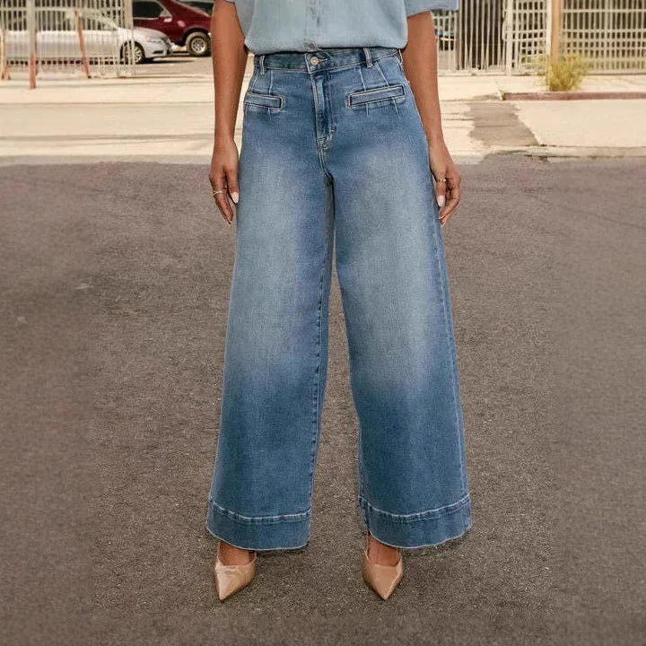 Women's Mom Jeans High Waist Wide Leg Denim Retro Style