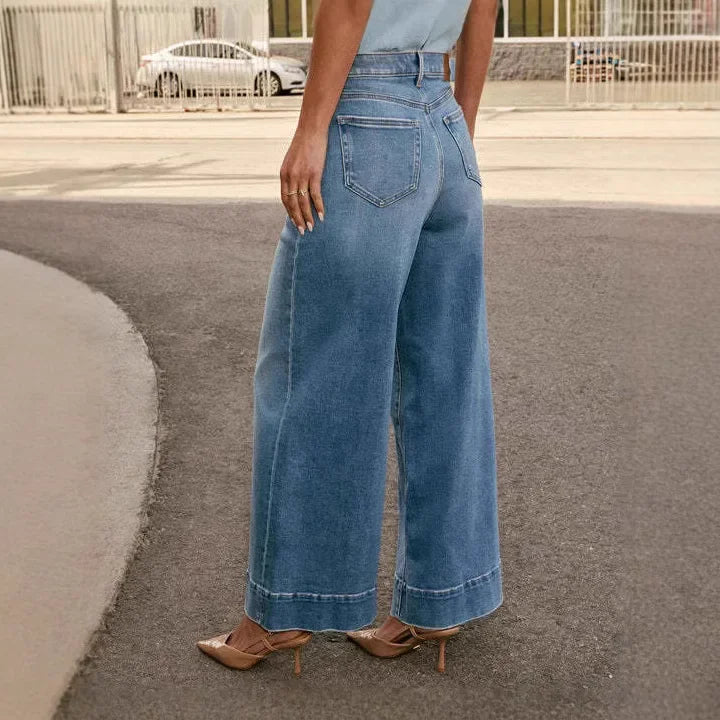 Women's Mom Jeans High Waist Wide Leg Denim Retro Style