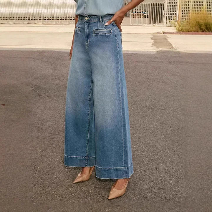 Women's Mom Jeans High Waist Wide Leg Denim Retro Style