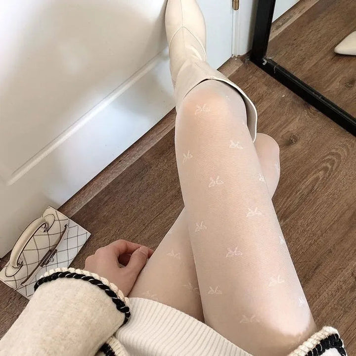 Women's patterned thigh-high tights