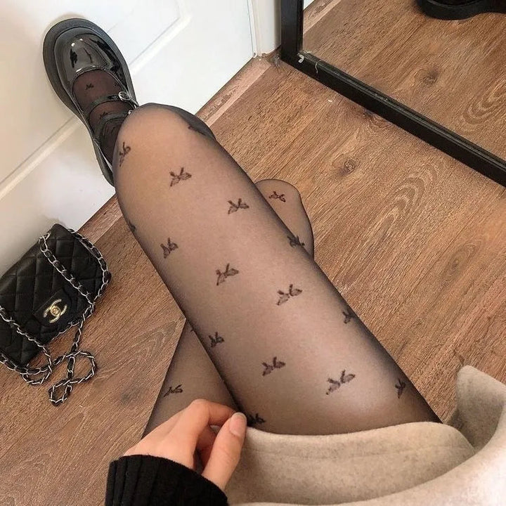 Women's patterned thigh-high tights