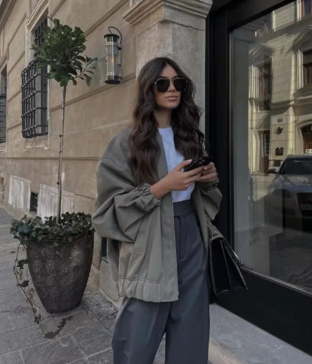 Women's Oversized Bomber Jacket Light Trendy