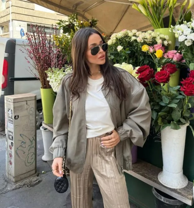 Women's Oversized Bomber Jacket Light Trendy