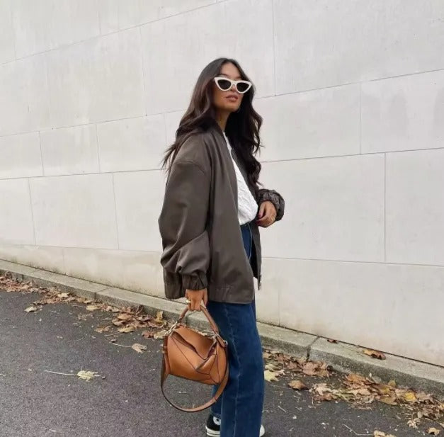 Women's Oversized Bomber Jacket Light Trendy