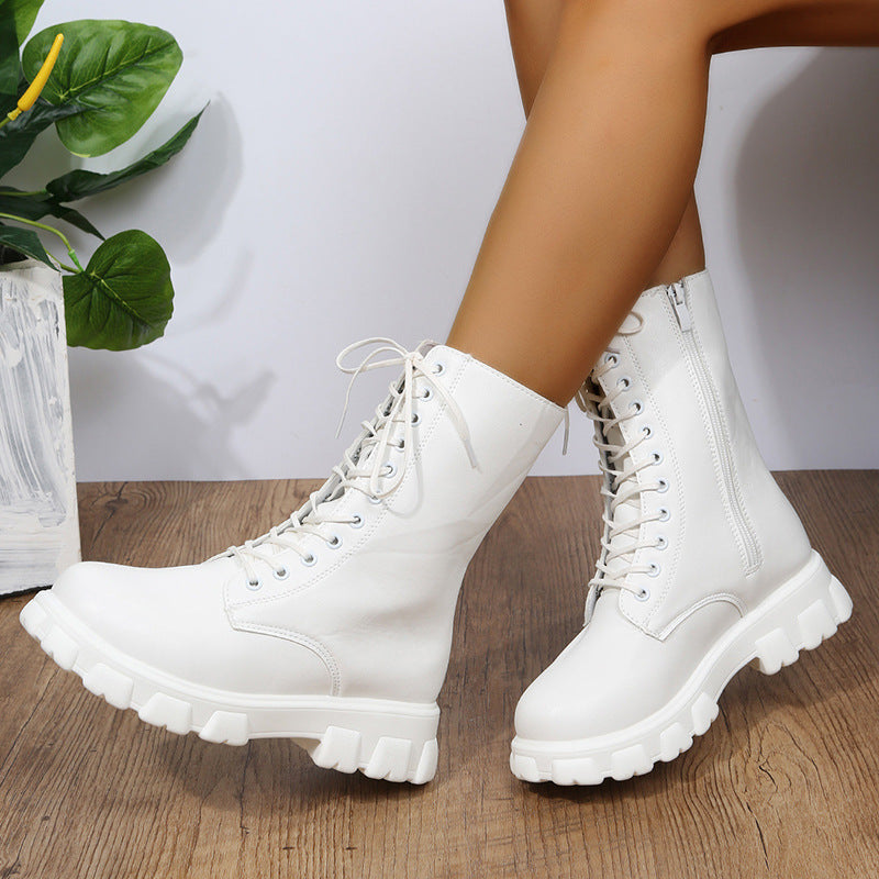 Women's platform shoes dirndl style with block heel and sturdy platform sole