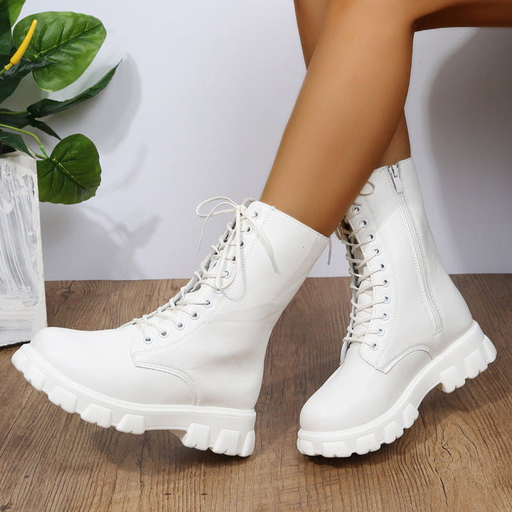 Women's platform shoes dirndl style with block heel and sturdy platform sole