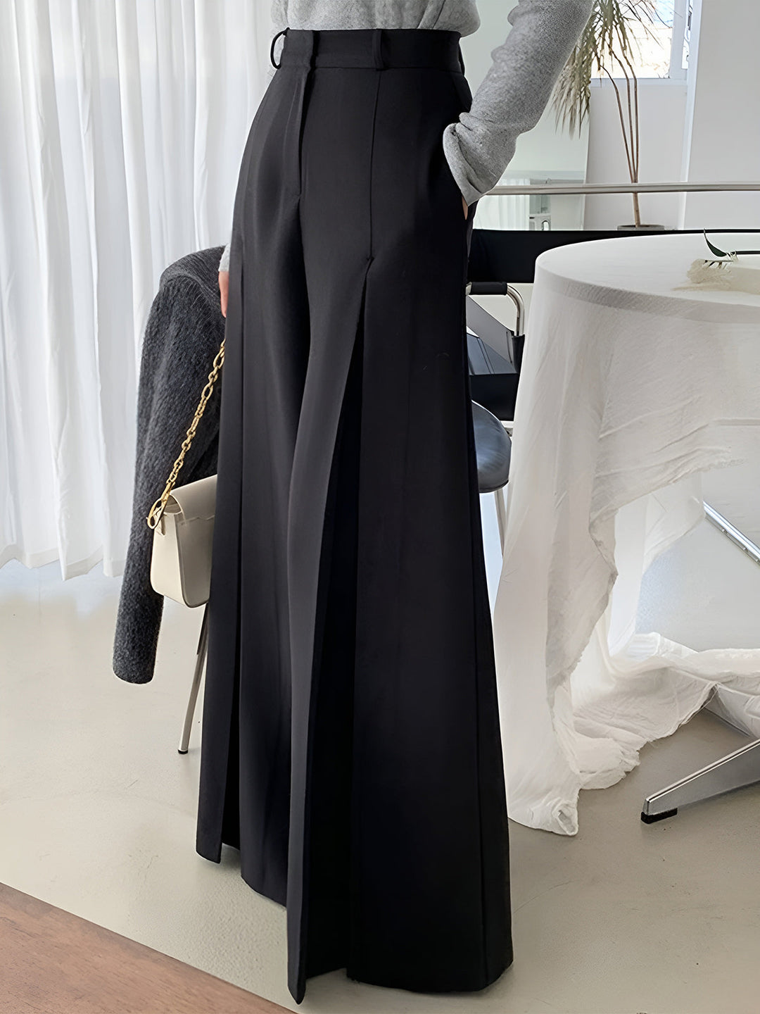 Women's Pleated Pants High-Waisted Wide Leg