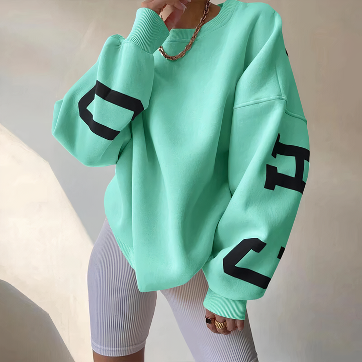 Women's sweater with letter print and long sleeves