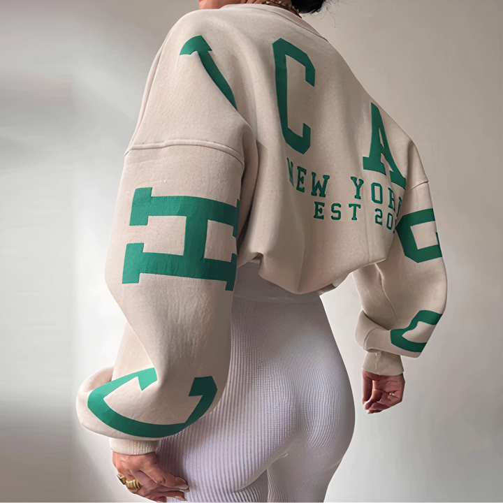 Women's sweater with letter print and long sleeves