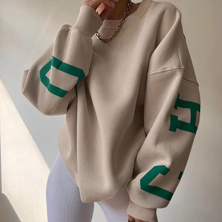 Women's sweater with letter print and long sleeves