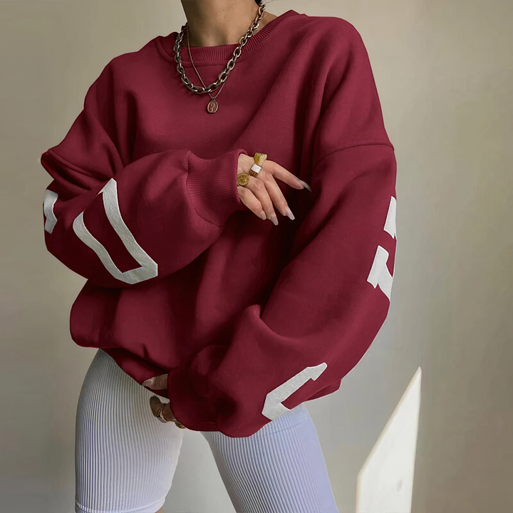 Women's sweater with letter print and long sleeves