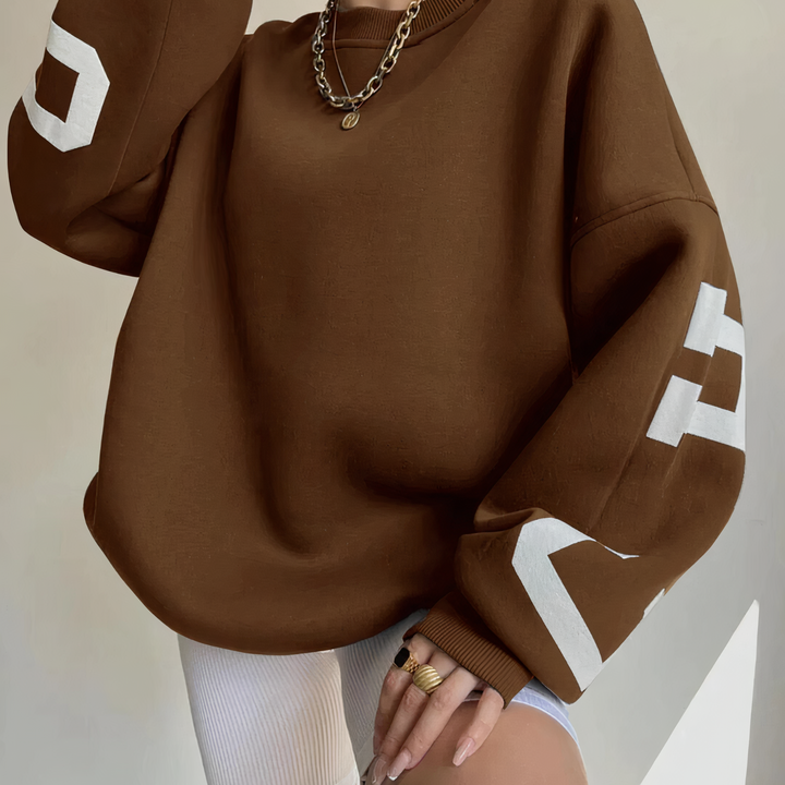 Women's sweater with letter print and long sleeves