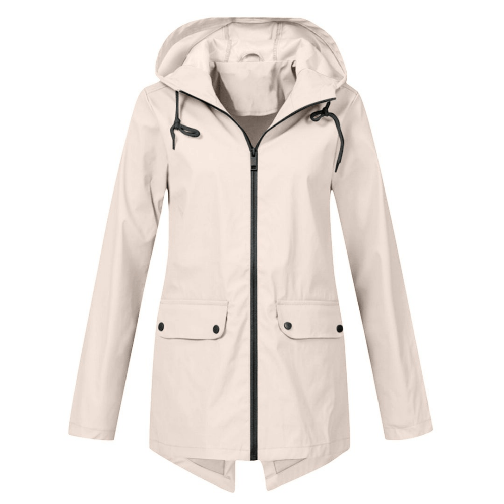 Women's Waterproof Raincoat with Hood and Long Cut