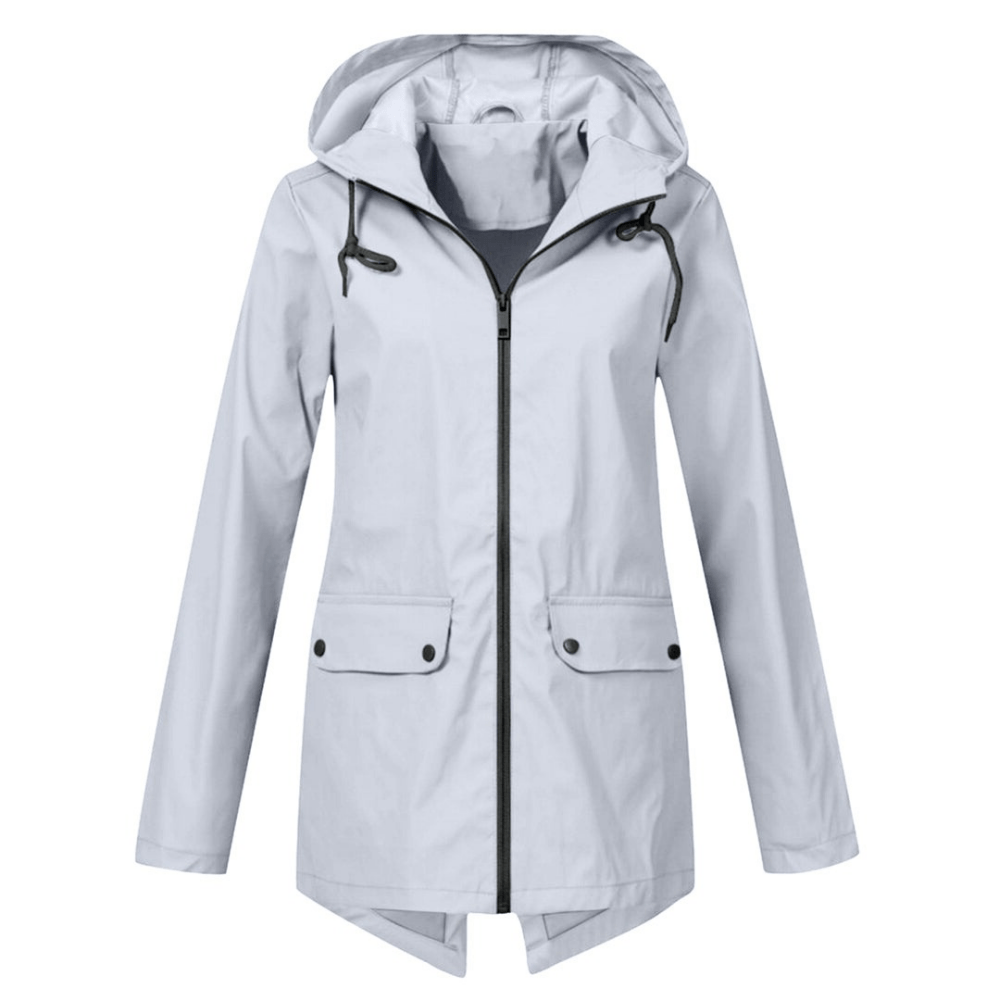 Women's Waterproof Raincoat with Hood and Long Cut
