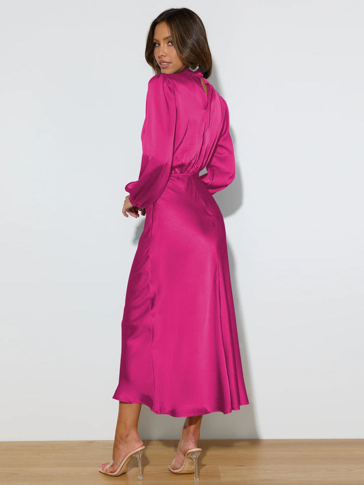 Women's Satin Dress Long Sleeves Elegant Flowing