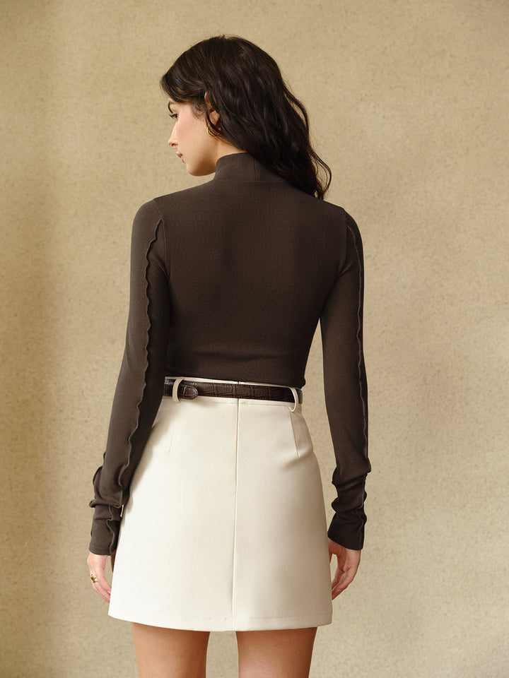 Women's Skinny Top Jersey with Stand-up Collar