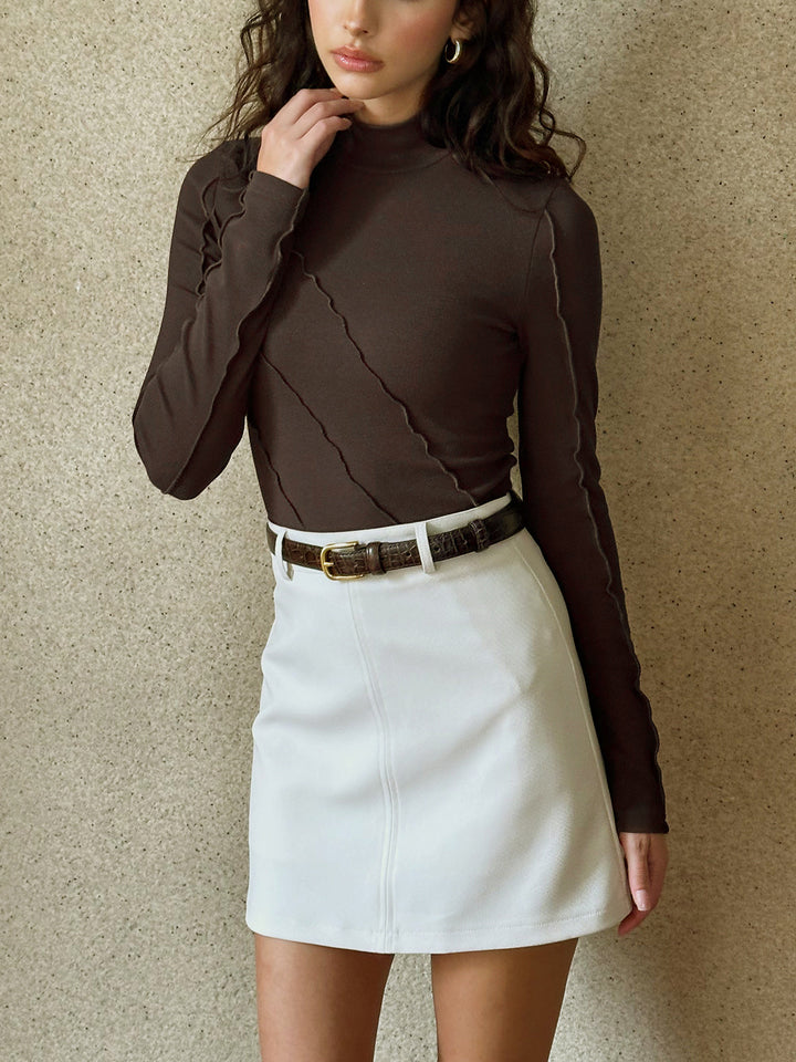 Women's Skinny Top Jersey with Stand-up Collar