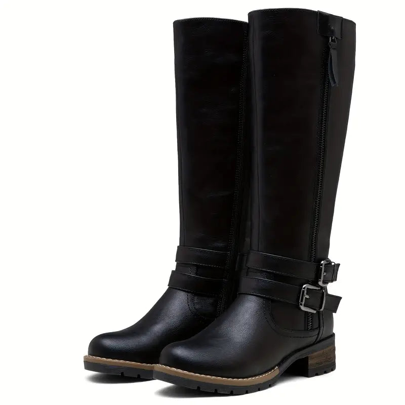 Women's Boots Leather Elegant Black