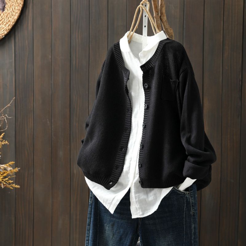 Women's Cotton Knit Cardigan Plus Size Comfortable and Casual