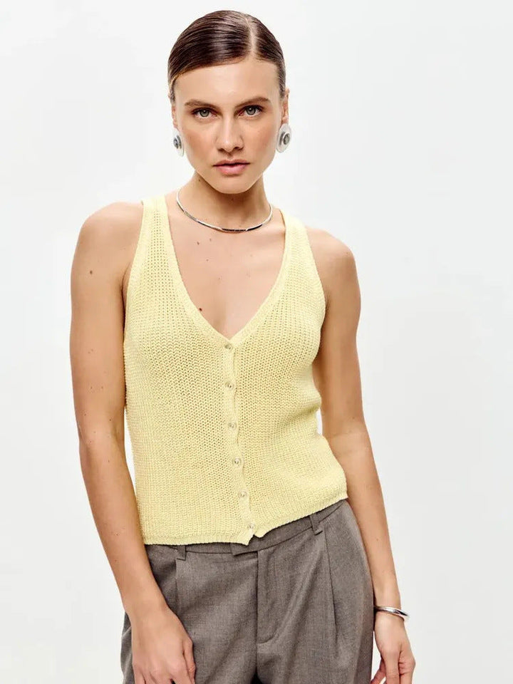 Women's knitted top cotton V-neck