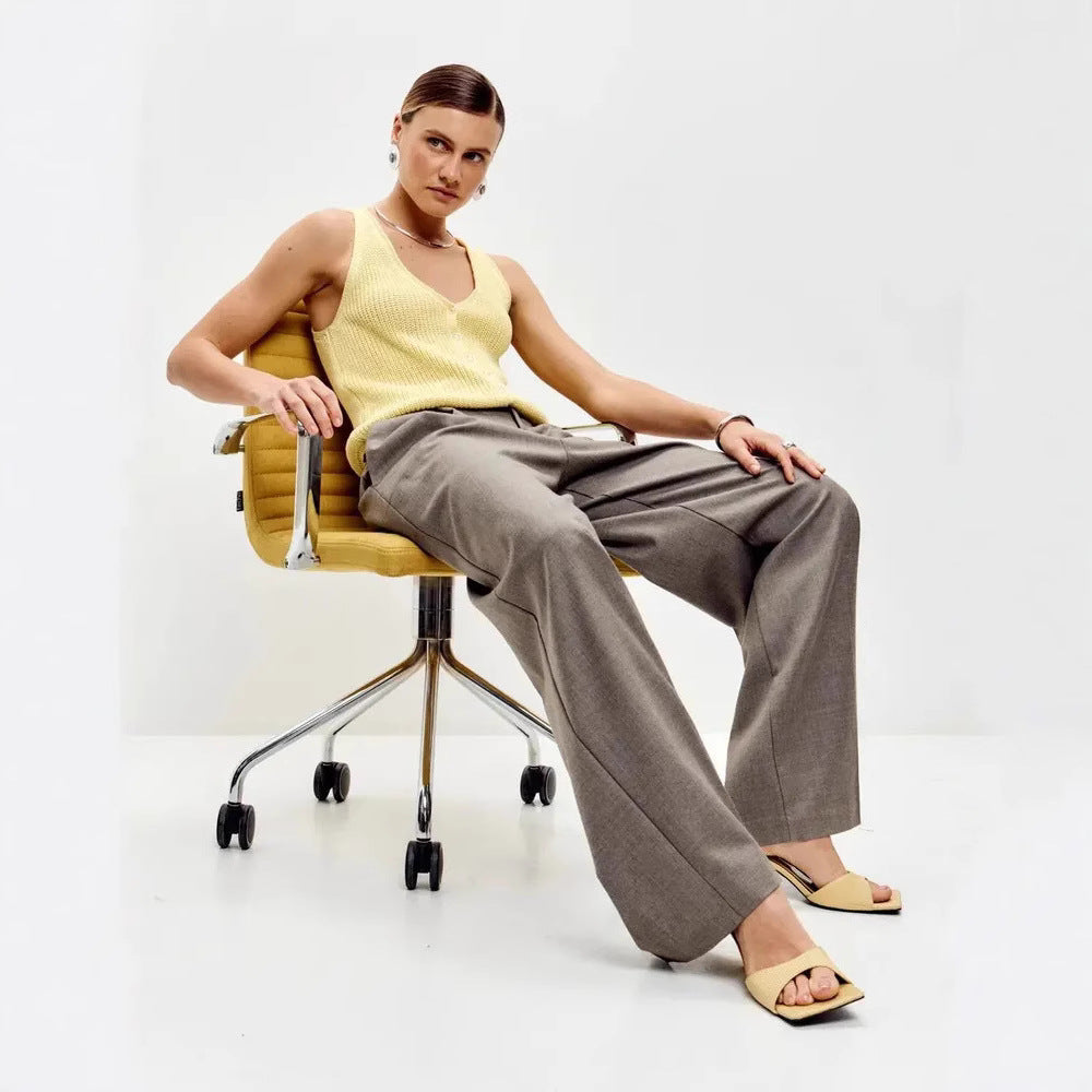 Women's knitted top cotton V-neck