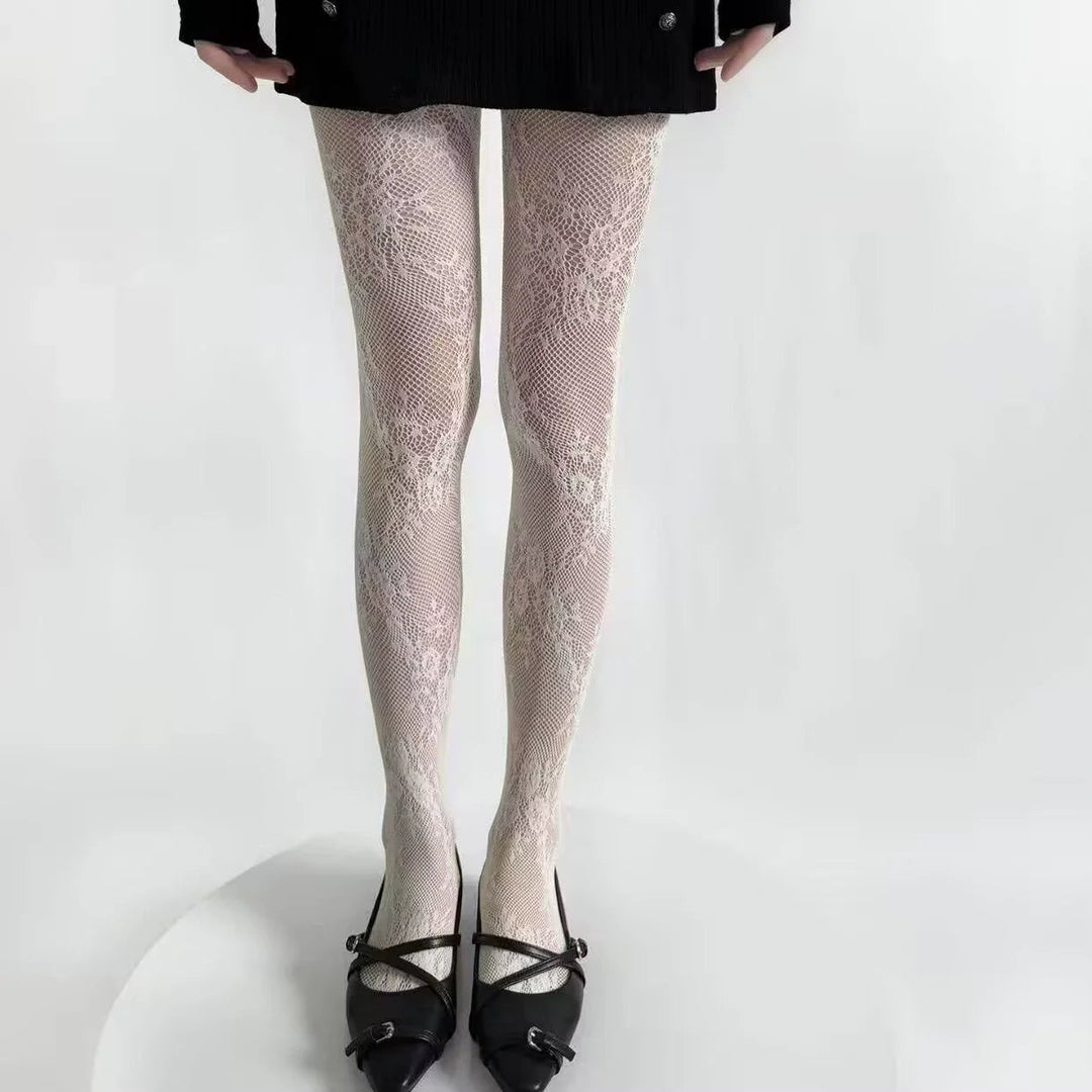 Women's Tights Hollowed Out With Floral Pattern Elegant Look