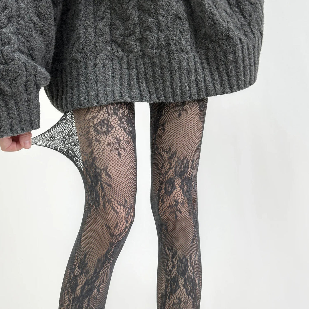 Women's Tights Hollowed Out With Floral Pattern Elegant Look