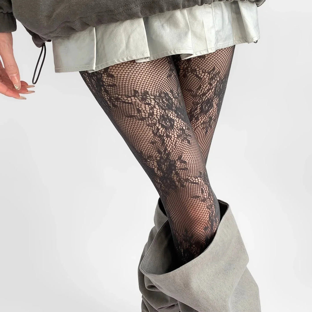 Women's Tights Hollowed Out With Floral Pattern Elegant Look