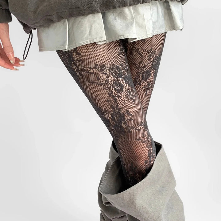 Women's Tights Hollowed Out With Floral Pattern Elegant Look