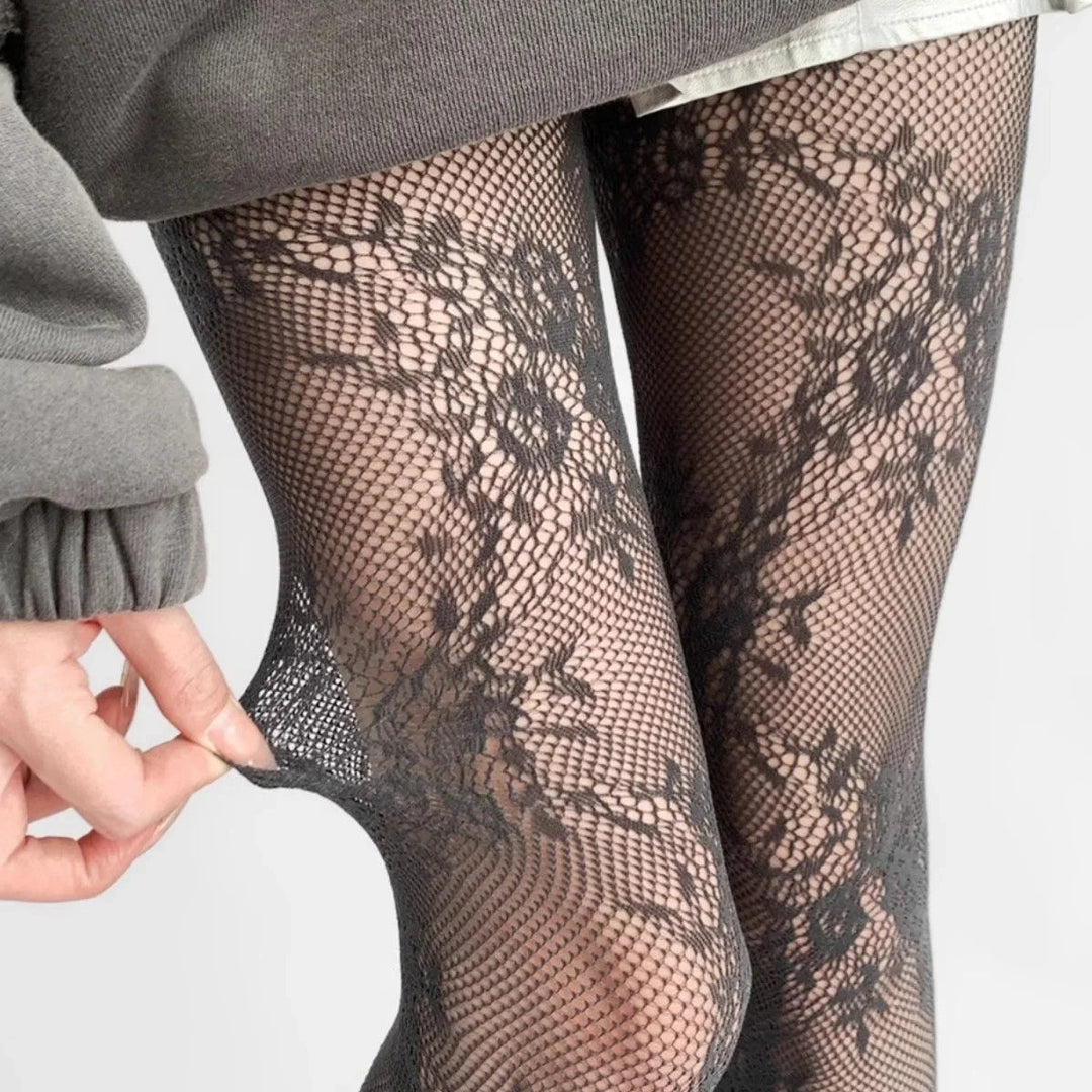 Women's Tights Hollowed Out With Floral Pattern Elegant Look
